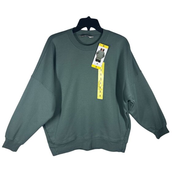 Tuff Athletics Crew Neck Sweatshirt Women Small Green Cotton Blend New With Tags - Picture 1 of 9